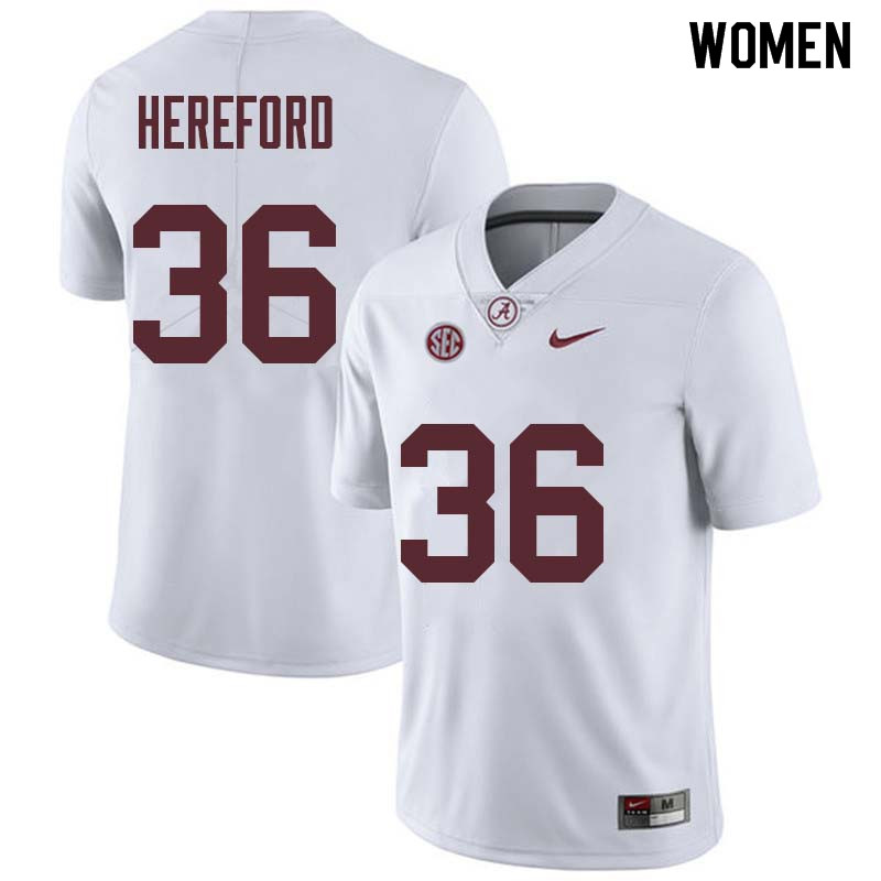 Alabama Crimson Tide Women's Mac Hereford #36 White NCAA Nike Authentic Stitched College Football Jersey QN16Z71CH
